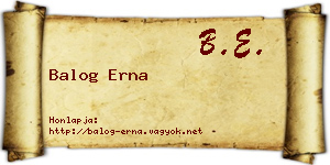 Balog Erna névjegykártya